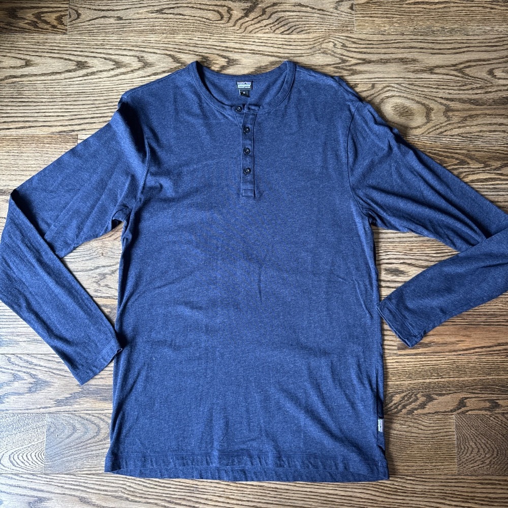 Patagonia Organic Cotton Henley Shirt Men's Medium Blue Long Sleeve